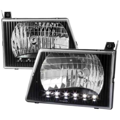 1992-2006 Ford Econoline Factory Headlights SMD LED Light Strip Matt Black