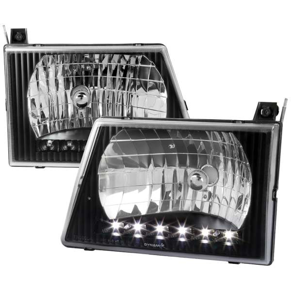 1992-2006 Ford Econoline Factory Headlights SMD LED Light Strip Matt Black