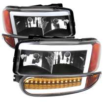 1999-2006 GMC Sierra Sierra Yukon/XL Headlights LED Signal Bumper Lights Black