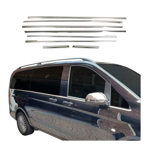 2016-2024 Mercedes Metris Long Window Molding Trim Streamer S. Steel 8x