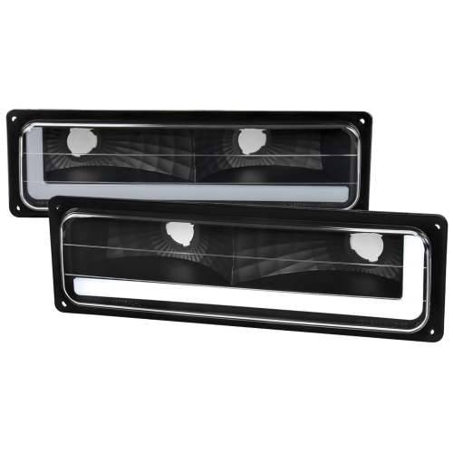 1988-1998 Chevy/GMC C10 C/K LED Strip Bumper Corner Signal Lights Matt Black