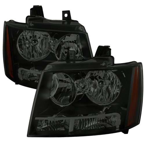 2007-2014 Chevy Avalanche/Tahoe/Suburban Factory Headlights Matt Black/Smoke