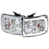 2007-2013 Chevy Silverado 1500 2500HD 3500HD C-Bar Headlights Amber & Chrome