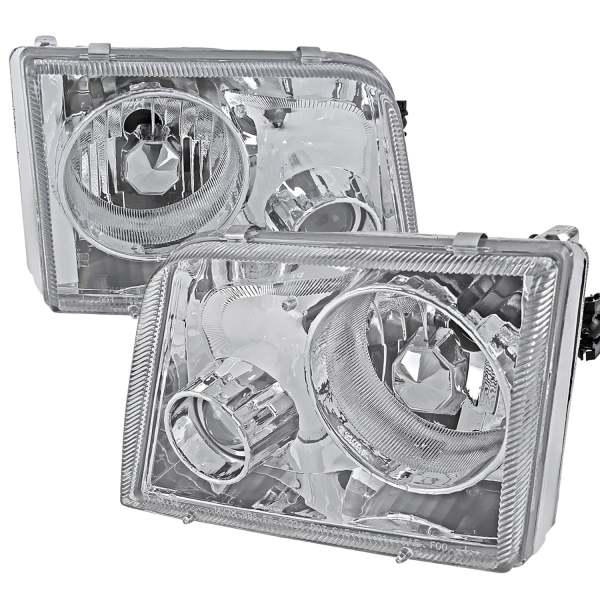 1993-1997 Ford Ranger Headlights Integrated H3 Projector Fog Light Chrome