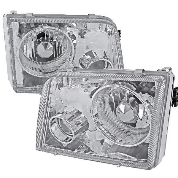 1993-1997 Ford Ranger Headlights Integrated H3 Projector Fog Light Chrome