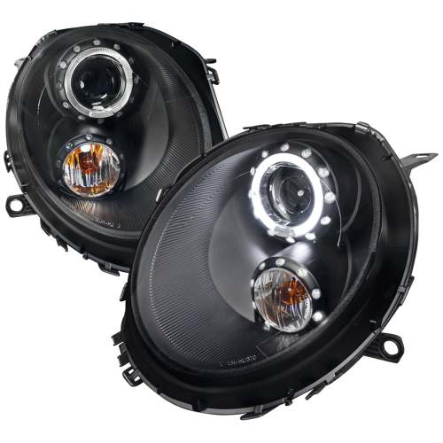 2007-2015 Mini Cooper R55 R56 R57 R58 R59 Single Halo Headlights Black
