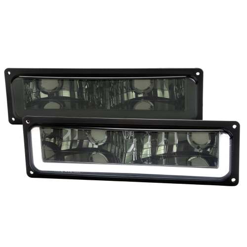 1988-1998 Chevy C10 GMC C/K LED Strip Bumper Corner Signal Lights Chrome/Smoke