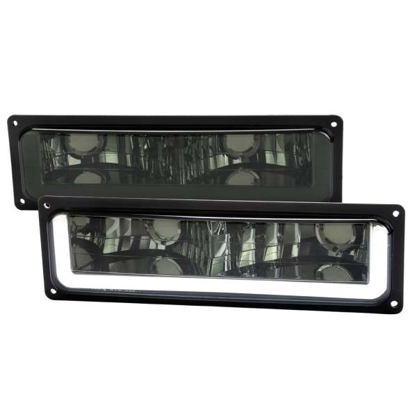 1988-1998 Chevy C10 GMC C/K LED Strip Bumper Corner Signal Lights Chrome/Smoke