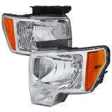 2009-2014 Ford F-20150 Factory Crystal Headlights w/Amber Reflector Chrome/Clear