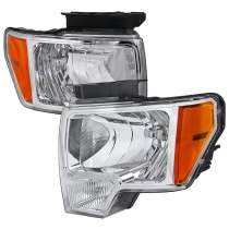 2009-2014 Ford F-20150 Factory Crystal Headlights w/Amber Reflector Chrome/Clear