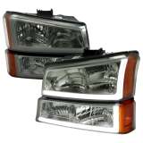 2003-2007 Chevy Silverado /02-2006 Avalanche LED Bar Headlights Chrome Smoke