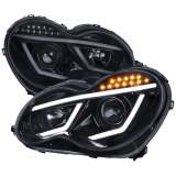 2001-2007 Mercedes W203 C Class Sedan LED Bar Headlights LED Signal Black