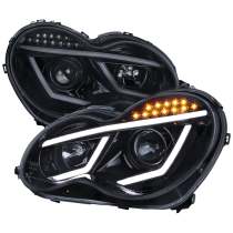 2001-2007 Mercedes W203 C Class Sedan LED Bar Headlights LED Signal Black