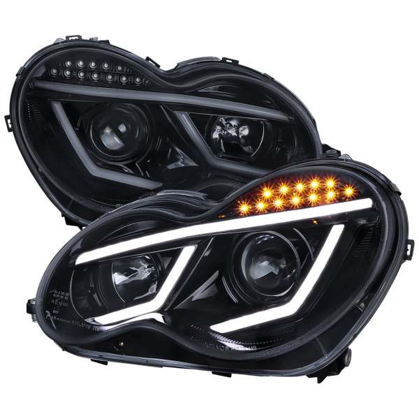 2001-2007 Mercedes W203 C Class Sedan LED Bar Headlights LED Signal Black
