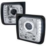 1997-2001 Jeep Cherokee Halo Projector Headlights SMD LED Light Strip Chrome