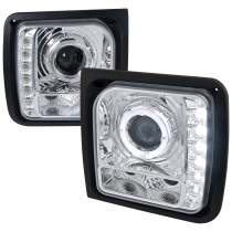 1997-2001 Jeep Cherokee Halo Projector Headlights SMD LED Light Strip Chrome