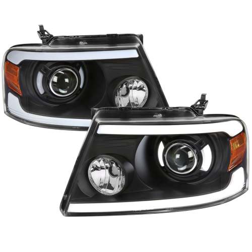 2004-2008 Ford F-20150/06-2008 Lincoln Mark LT LED Tube Projector Headlights Black