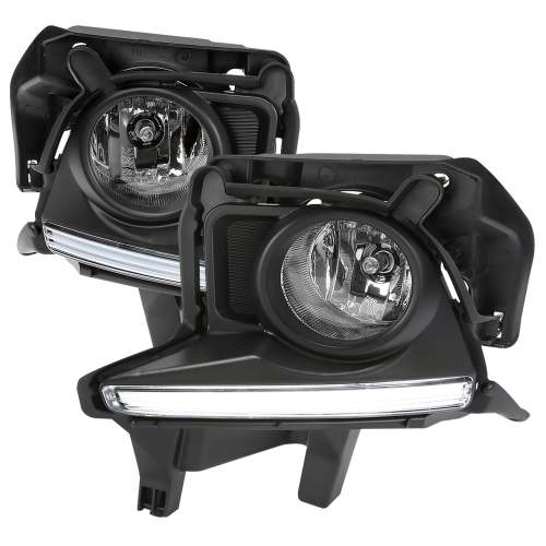 2014-2016 Toyota Highlander H16 Fog Lights Kit w/ LED Light Strip Chrome/Clear