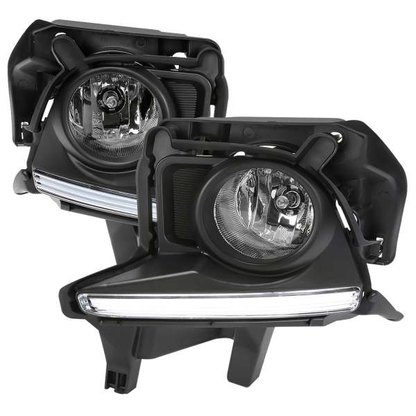 2014-2016 Toyota Highlander H16 Fog Lights Kit w/ LED Light Strip Chrome/Clear