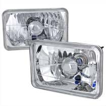 Universal 4x6 H4 Crystal Headlights Chrome Housing/Glass Lens