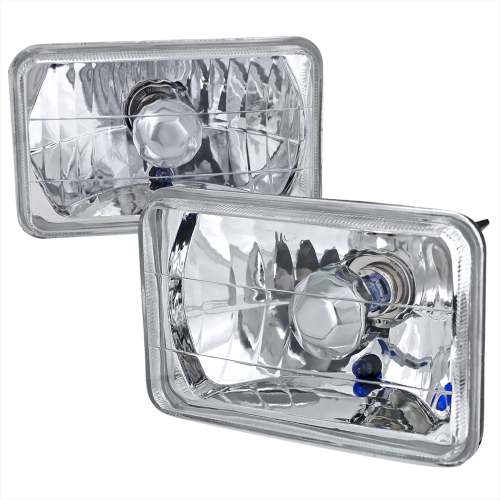 Universal 4x6 H4 Crystal Headlights Chrome Housing/Glass Lens