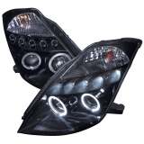 2003-2005 Nissan 350Z Dual Halo Projector Headlights Glossy Black/Smoke Lens