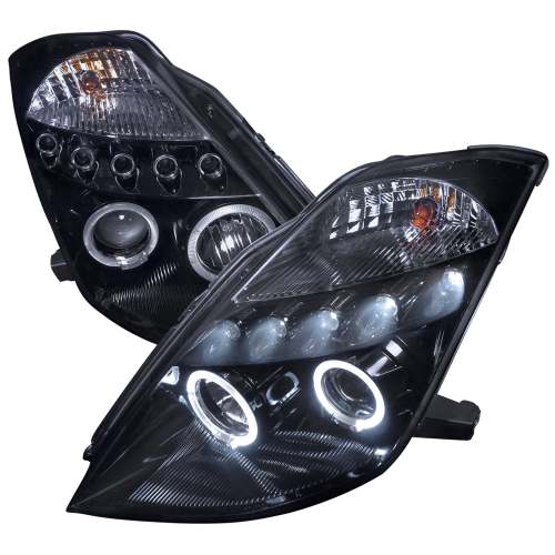 2003-2005 Nissan 350Z Dual Halo Projector Headlights Glossy Black/Smoke Lens