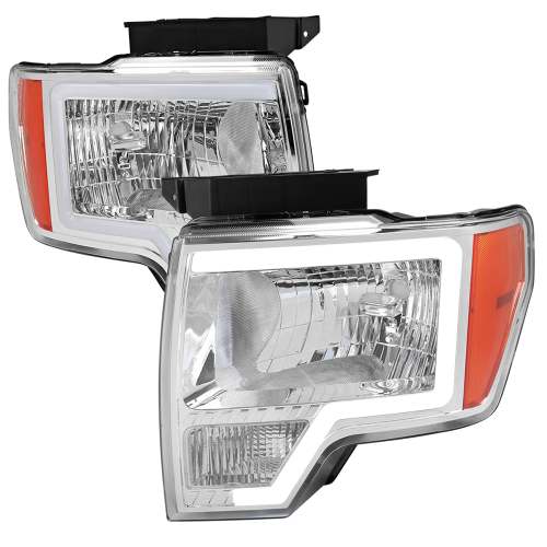 2009-2014 Ford F-20150 LED Bar Factory Headlights Amber Reflectors Chrome