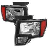 2009-2014 Ford F-20150 Factory Style Headlights Matte Black Housing/Clear Lens