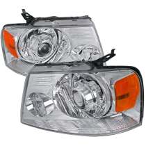 2004-2008 Ford F-20150/ 06-2008 Lincoln Mark LT Headlights Amber Reflectors Chrome
