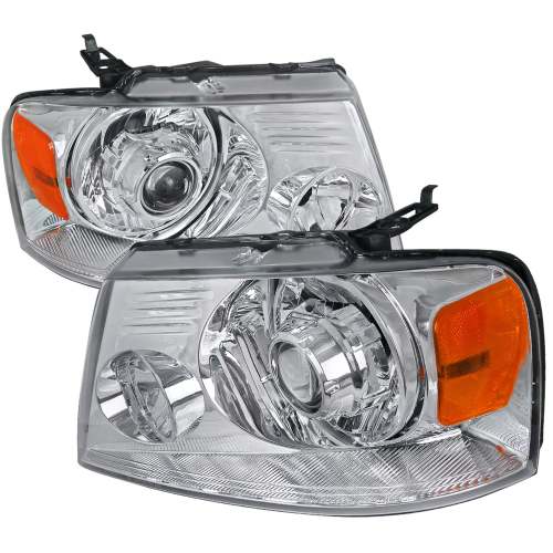 2004-2008 Ford F-20150/ 06-2008 Lincoln Mark LT Headlights Amber Reflectors Chrome