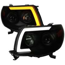 2005-2011 Toyota Tacoma LED Bar Projector Headlights Turn Signal Black Smoke