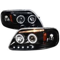 1997-2004 Ford F-20150 / Expedition Dual Halo Projector Headlights Jet Black