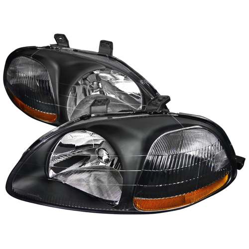 1996-1998 Honda Civic Factory Style Crystal Headlights Matte Black/Clear Lens