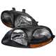 1996-1998 Honda Civic Factory Style Crystal Headlights Matte Black/Clear Lens