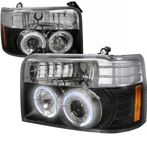 1992-1996 Ford F-20150 F-250 F-350 Bronco Dual Halo Projector Headlights Black