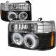 1992-1996 Ford F-20150 F-250 F-350 Bronco Dual Halo Projector Headlights Black