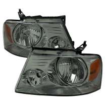 2004-2008 Ford F-20150/2006-2008 Lincoln Mark LT Headlights Amber & Chrome Smoke