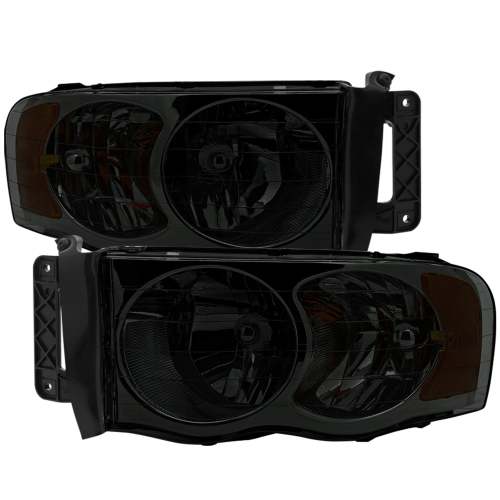 2002-2005 Dodge RAM 1500 2500 3500 Factory Headlights Chrome/Smoke