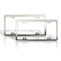 2 Pcs Chrome Stainless Steel License Plate Frame Tag Holder