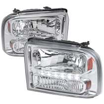 2005-2007 Ford F-250/350/450/550/Excursion Crystal Headlights LED Light Chrome
