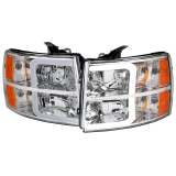 2007-2013 Chevy Silverado 1500 2500HD 3500HD LED Headlights Amber & Chrome