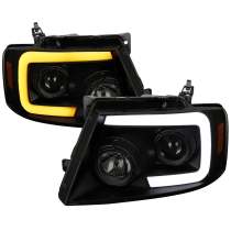 2004-2008 Ford F-20150/Lincoln Mark LT LED CBar Projector Headlights Black&Smoke