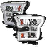 2015-2017 Ford F-20150 LED Bar Projector Headlights - RS Chrome/Clear Lens
