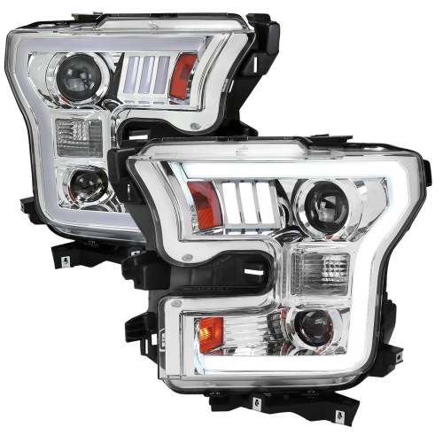 2015-2017 Ford F-20150 LED Bar Projector Headlights - RS Chrome/Clear Lens