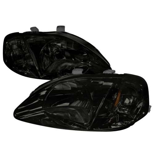 1999-2000 Honda Civic Factory Style Crystal Headlights Chrome/Smoke Lens