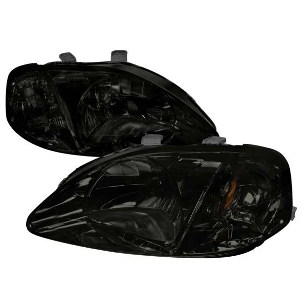 1999-2000 Honda Civic Factory Style Crystal Headlights Chrome/Smoke Lens
