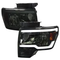 2009-2014 Ford F-20150 LED Tube Factory Style Headlights Chrome/Smoke Lens