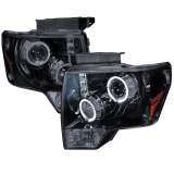2009-2014 Ford F-20150 Dual Halo Projector Headlights Glossy Black/Smoke Lens