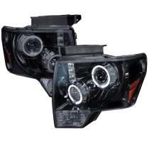 2009-2014 Ford F-20150 Dual Halo Projector Headlights Glossy Black/Smoke Lens